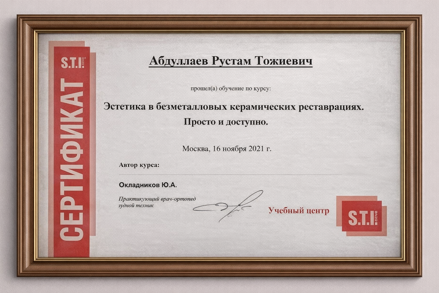 S.T.I. — Эстетика безметалловых реставраций